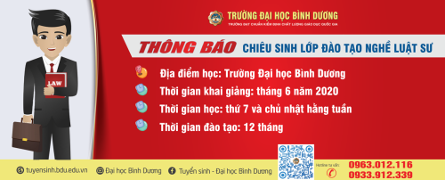Trường Đại học Bình Dương thông báo chiêu sinh lớp đào tạo nghề Luật sư