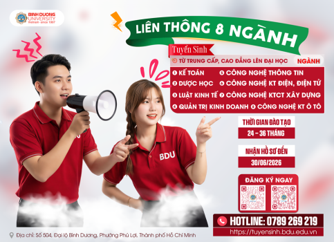 Tuyển sinh liên thông giữa trình độ TCCN, cao đẳng  đợt 2 năm 2026 tuyensinh bdu edu vn