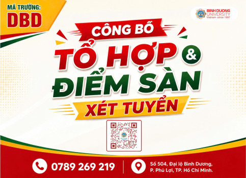 Trường Đại học Bình Dương (Mã trường  DBD) chính thức công bố các khối xét tuyển và điểm sàn hệ đại học chính quy